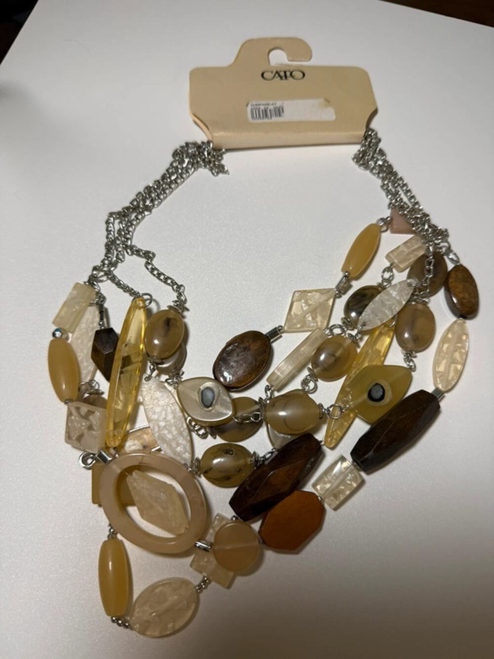 NWT Cato multi strand silver tone beaded necklace